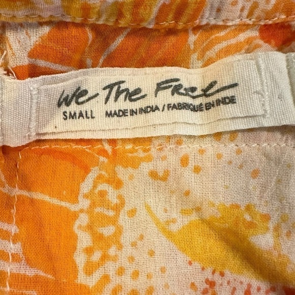Free People Tropical Hawaiian Maxi Top Cover up Tangerine Cream Small One Size - Picture 7 of 10
